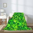 thumbnail image 3 of St. Patrick''s Day Fleece Blanket Green Shamrocks Lightweight Cozy Couch, Sofa, Travel, Lap, Bed Throw Blanket 60" x 80" St. Patrick''s Day Gifts, 3 of 6