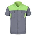 thumbnail image 4 of Fsqjgq Mens Work Shirts High Visibility T Shirt Short Sleeve Button down Reflective Construction Shirt Blouse Green Xxxxl, 4 of 4