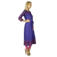 thumbnail image 4 of Bimba Women Cotton Purple Kurta Kurti Ethnic Ikat Print Indian 3/4 Sleeve Top Tuni, 4 of 6