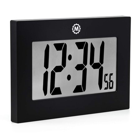 Marathon CL030064BK 9 in. Large Digital Frame Clock Black