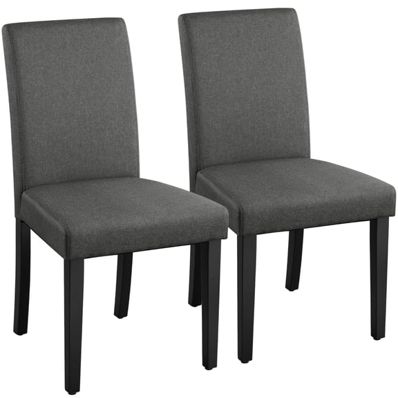 Upholstered Dining Chairs Set of 2, Fabric Parson Kitchen Chairs with Padded Seat and Solid Wood Legs, Armless Side Chairs for Dining Room, Living Room, Restaurant, Dark Gray