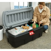 Rubbermaid 48 Gallon Black Action Packer Lockable Storage Box Tote, Single