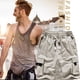 thumbnail image 4 of Pantalones cortos cargo para hombre, cintura elástica, corte relajado, pantalones cortos de trabajo informales de algodón para verano, 4 of 5