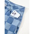 thumbnail image 4 of Vaqueros Sidefeel, cintura alta, pierna ancha, a cuadros, azul claro, 4 of 6