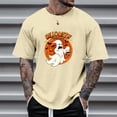 thumbnail image 2 of Landzoo Halloween Men'S Shirts Ghost Print Short Sleeve Crew Neck T-Shirt Party Loose Fit Men Tops Size L Beige, 2 of 4