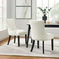 thumbnail image 2 of Side Dining Chair, Nailhead, Set of 2, White, Velvet, Modern Contemporary, Kitchen Room Cafe Bistro Restaurant Hospitality, 2 of 9