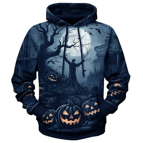 Yuncity Men Halloween Hoodies 3D Realistic Printed Casual Long Sleeve Sweatshirts For Mens L