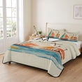 thumbnail image 2 of Twin Quilt Set 68''x86'', Nautical Boat Lightweight Summer Bedspread Coverlet Set with 2 Pillow Shams, Coastal Sailing Ship Ocean Painted Sea Breathable All Season Quilt Bedding for Dorm/Bedroom, 2 of 9