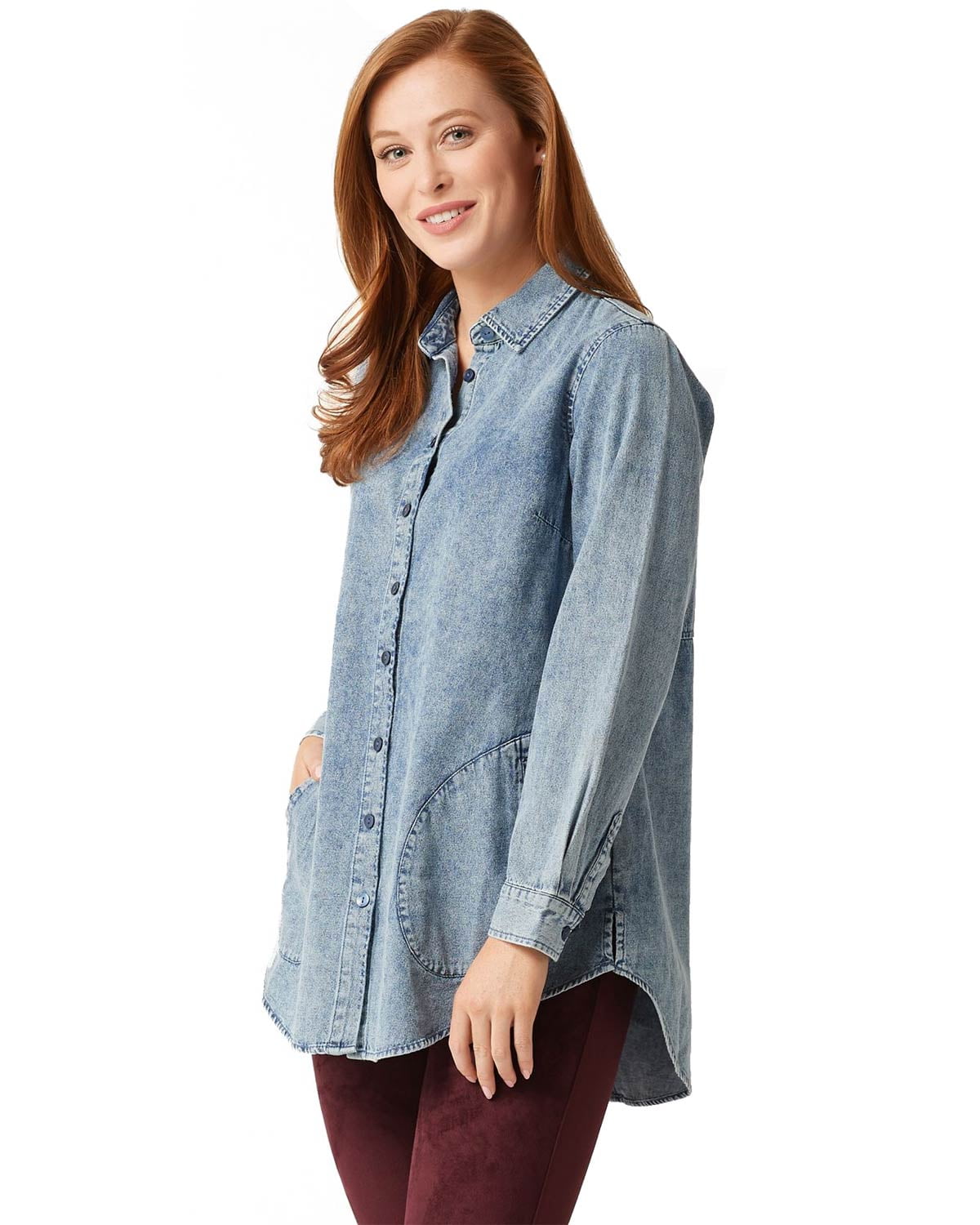 Joan Rivers Joan Rivers Womens Denim Shirt Small Back Button Details