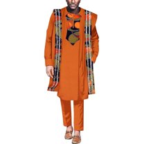 African Clothing for Men Dashiki Outfits Long Sleeve robe Shirt and Pants 3pcs sets African Mens party Clothes