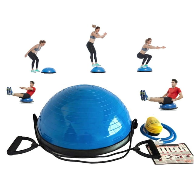 X Factor Balance Ball Balance Trainer Strength Dome – Half Ball Core Training For Full-Body Exercise, Yoga and Stretching – Half Yoga Exercise Ball Yoga Strength Exercise Fitness Platform w Pump Blue