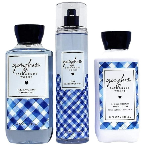 Gingham - le Trio Quotidien Coffret Cadeau Taille Complète - Gel Douche, Brume Parfumée et Lotion pour le Corps Super Douce - 2019