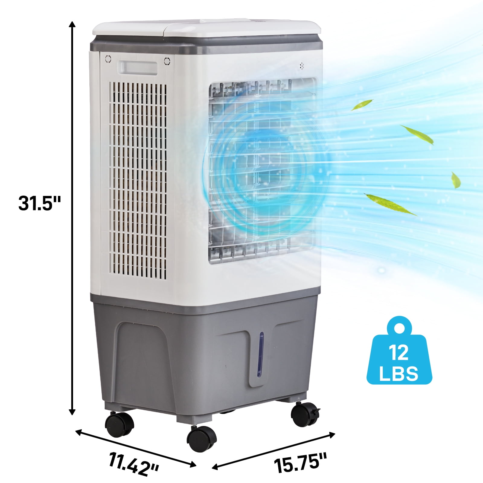 Ktaxon Portable Air Cooler,732CFM Evaporative Swamp Cooler with 5.28Gal/20L Water Tank, Cooling Fan with Oscillating, 3 Speeds, 7.5H Timer, 4 Ice Box, Indoor or Outdoor