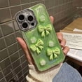 thumbnail image 2 of Green TPU Anti Fall Phone Case with Bowknot Design for iPhone 7 to 14 Series, 2 of 5