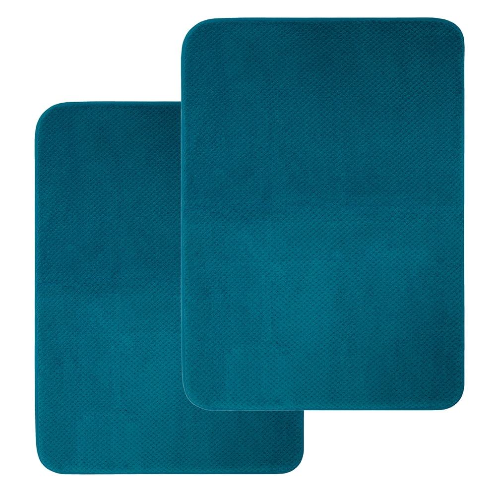 Mainstays 2pk. Foam Bath Solid Bath Rug, Turquoise, 17'x23.5'