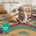 thumbnail image 4 of ODIKA Sport Design With Bold Pennant Border Accents Baseball Field Diamond Playful Stain Resistant Low Profile for Dorm Room, Small Living Apartment, 4 of 7