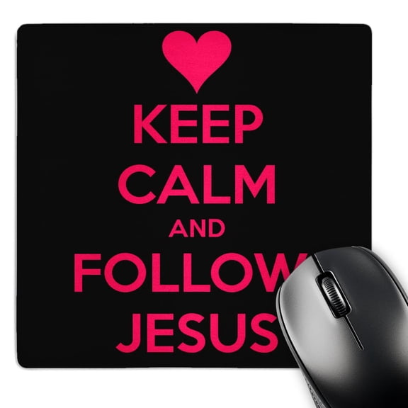 3dRose, Keep calm and follow Jesus. Black and Pink., MousePad