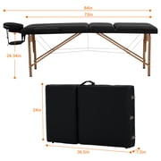 YRLLENSDAN Portable Massage Table with Adjustable Backrest and Side Armrests Foldable Massage Bed for Physical Therapy Waxing Reiki Spa Lash Tattoo Facial Beauty,Black