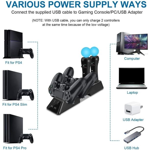 Upgraded PS4 Controller Charger 4 in 1 Controller Charging