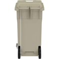 thumbnail image 2 of Safco 32 Gallon Plastic Step-On Receptacle 32 gal Capacity - Foot Pedal, Lightweight, Easy to Clean, Handle, Wheels, Mobility - 37" Height x 21.3" Width x 20" Depth - Plastic - Tan - 1 Carton, 2 of 5