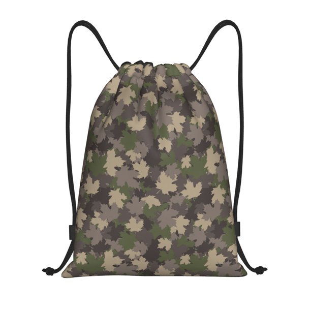 Fotbe Camouflage maple Bolsa Mochila con Cordón Estampada, Bolsa de Gimnasio Deportiva, Bolsa Cinch, Bolsa con Cordón para Hombres y Mujeres-Medium