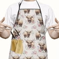 thumbnail image 2 of Beige Highland Cow Flower Pattern Apron-Garden Aprons for Women with Pockets-Cotton Linen Waterproof Kitchen Cooking Gardening Aprons Adjustable for Kitchen,Cooking,BBQ and Salon 33x27 Inch, 2 of 7