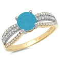 thumbnail image 2 of 1.27 ct Round Cut Simulated Turquoise Solitaire with Accents Engagement Ring for Women in 14K Yellow/White Gold, 2 of 2