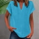 thumbnail image 2 of Vestidos Casuales Para Mujer, Blusas De Mujer De Moda Suéter de mujer de color liso de imitación de lino y lino con hombros descubiertos y cuello en V de manga corta a la moda, 2 of 5