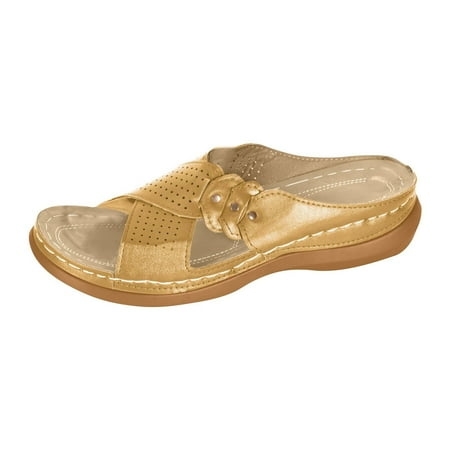 

Juebong Sandals clearance Leather Sandals Women Dressy Summer 2024 Peep Toe Platform Sandals Shoes Beach Wedges Ladies Flip Flops Orthopedic Sandals