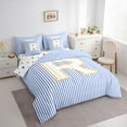 thumbnail image 3 of Feelyou Fashion Monogrammed R Bedding Comforter Set 7 Pieces for Girl, Modern Abstract Lines Full Bedding Set, Cute Cartoon Reversible Fitted Sheet Flat Sheet, Ultra Soft Bedroom Decor, 3 of 8