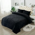 thumbnail image 2 of JML 3 Piece Sherpa Blanket For Bed,Winter Warm 3 Ply Fleece Borrego Blanket,King 79"x 91",Black, 2 of 8