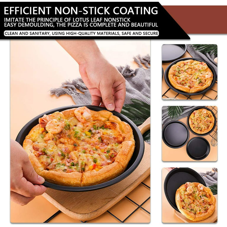 Chef Pomodoro Pizza Baking Set with 3 Pizza Pans and Pizza Rack, Non-Stick Perforated Pizza Trays, for Oven