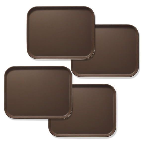 Jubilee 12" x 16" Restaurant Serving Trays (Set of 4), Brown - NSF Rectangular Food Service Trays