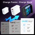 thumbnail image 3 of Cargador Ubearkk de 60 W, 5 puertos USB C Fast, paquete de 2, 110 V, 3 of 6