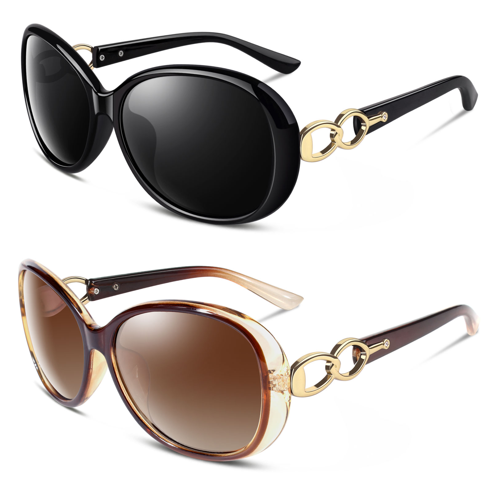 Sunier Women's Oversized Polarized Sunglasses Butterfly Shades for Driving-2 Pack