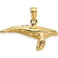 thumbnail image 3 of 14K Yellow Gold 3-D With Textured Underside Humpback Whale Charm (11.15 X 27.1) Made In United States k7465, 3 of 5