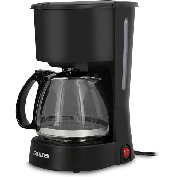 Aiwa 6-Cup Compact Coffee Maker Machine with 22-oz Carafe Coffee Pot and Reusable Filter, Black