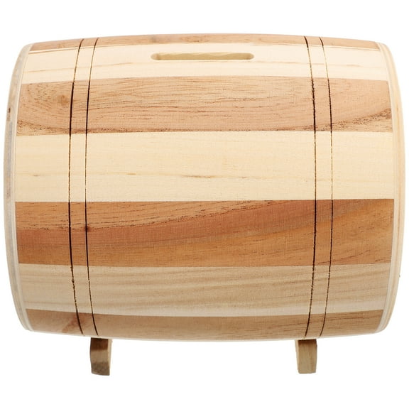 NUOLUX Creative Piggy Bank Wooden Wine Barrel Shaped Coin Bank Money Bank Wood Money Box