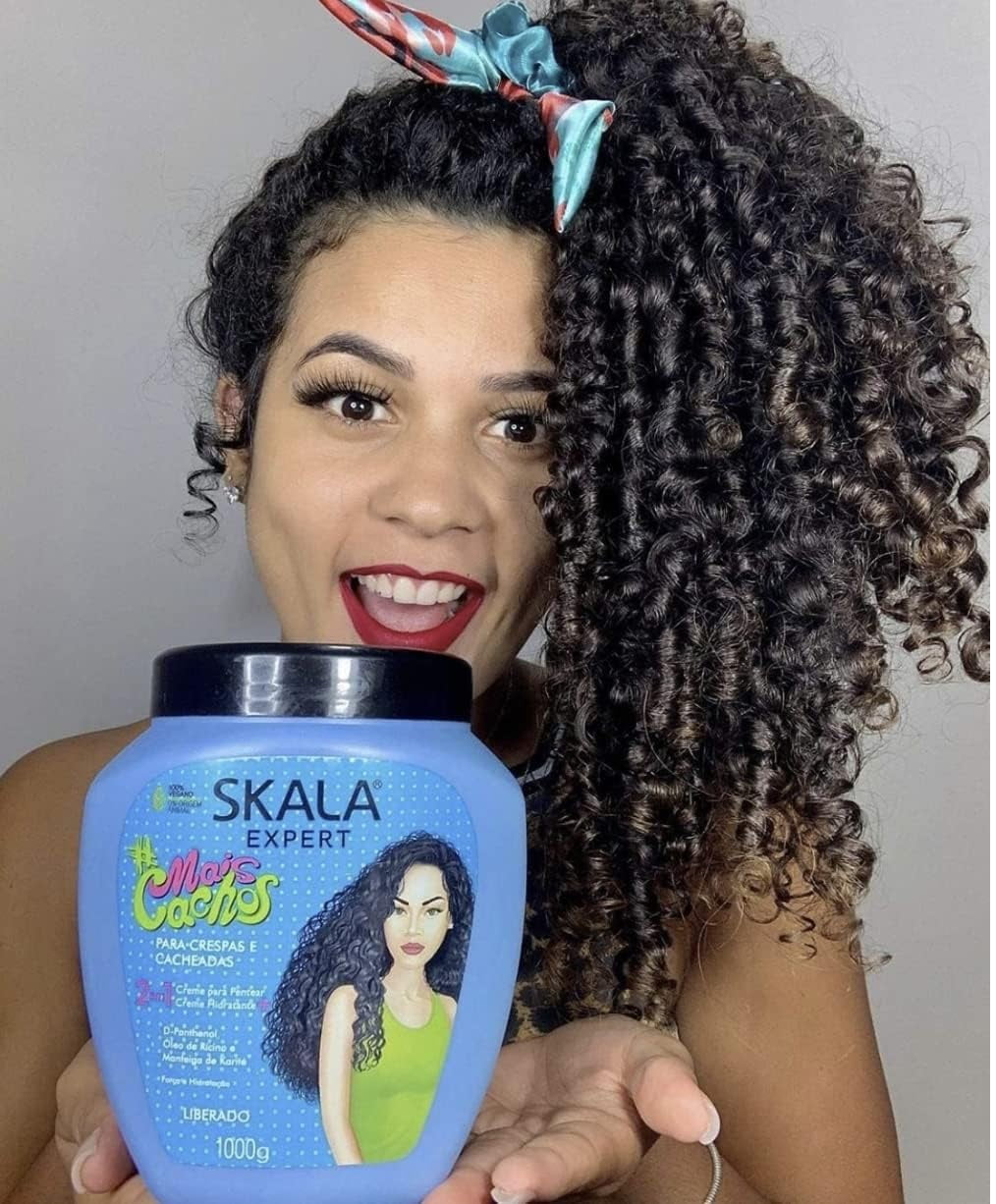 SKALA Hair Type 3ABC Mais Cachos - More Curls Eliminate Anti Frizz, For Curly Hair 2 in 1 Conditioning Treatment Cream and Cream To Comb - 35.2Oz