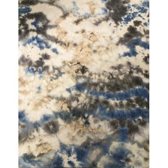 Vintage Tie Dye Print on Polyester Rayon Spandex Med Weight 2 Way Stretch Fabric by The Yard (Blue)