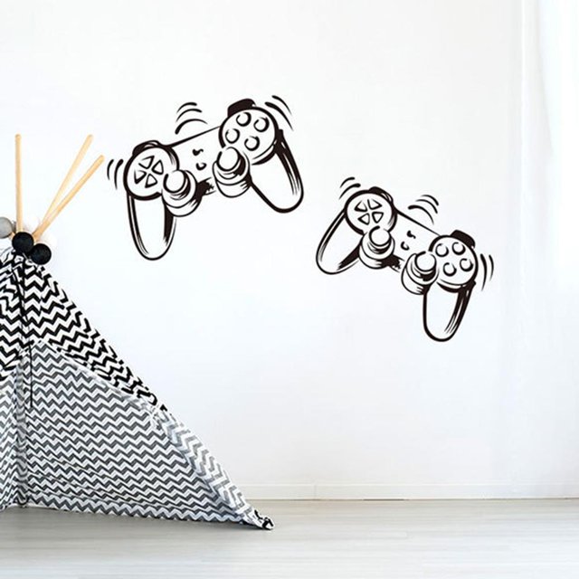 Pegatinas de pared de PVC extraíbles Para niños Hugtrwg Gamer Gamepad Art