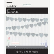 9' Paper Silver Heart Garland
