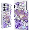 thumbnail image 4 of Compatible with Samsung Galaxy S24 Plus Bling Diamond Case Luxury Glitter Shiny Sparkly 3D Butterfly Flower Crystal Rhinestones Phone Case for Women Girly Slim Shockproof Phone Cover, Purple, 4 of 6
