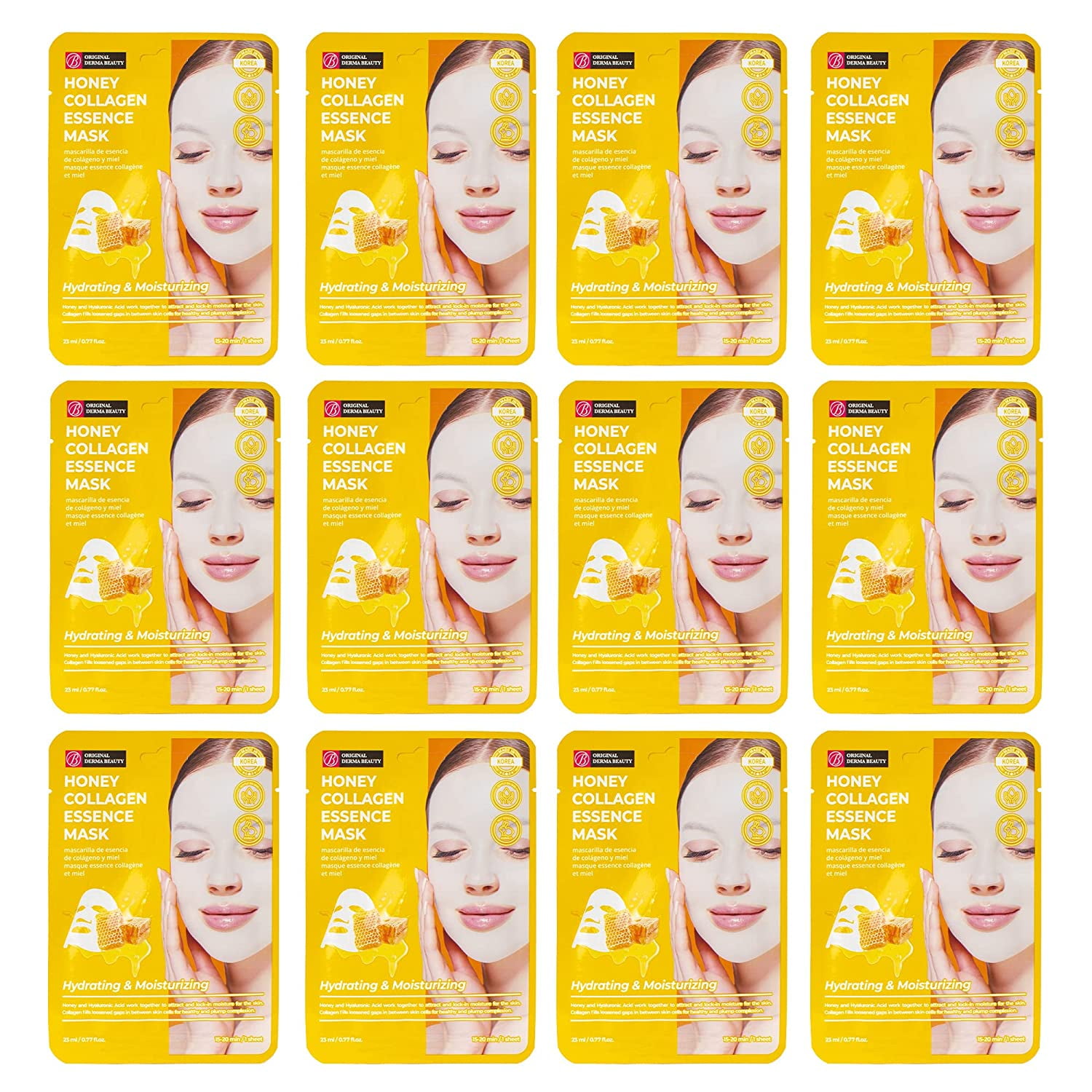 Original Derma Beauty 12 Pack Hydrating & Moisturizing Honey Collagen