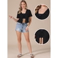 thumbnail image 2 of DARING DIVA Women's Crochet Cardigan Tie Front Go Out Short Sleeve Crop Shrug M Black, 2 of 6
