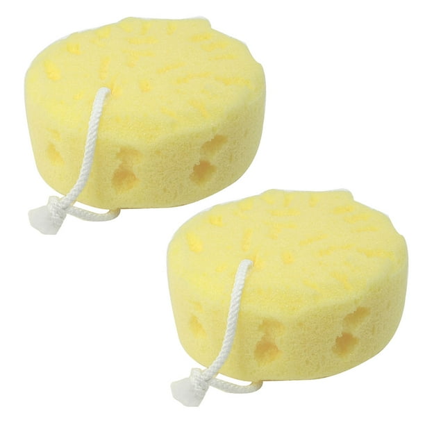 2 Pack Houseware Natural Body Shower Bath Sponge Pouf Rope to Hang