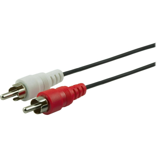 GE 6 ft. Stereo RCA Audio Cable, Red White Plugs, Black, 33571
