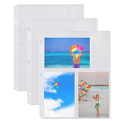 EXCEART 30pcs Photo Album Refill Pages 4 Pocket Binder Photo Pockets Postcard Sleeves Archival Photo Sleeves 