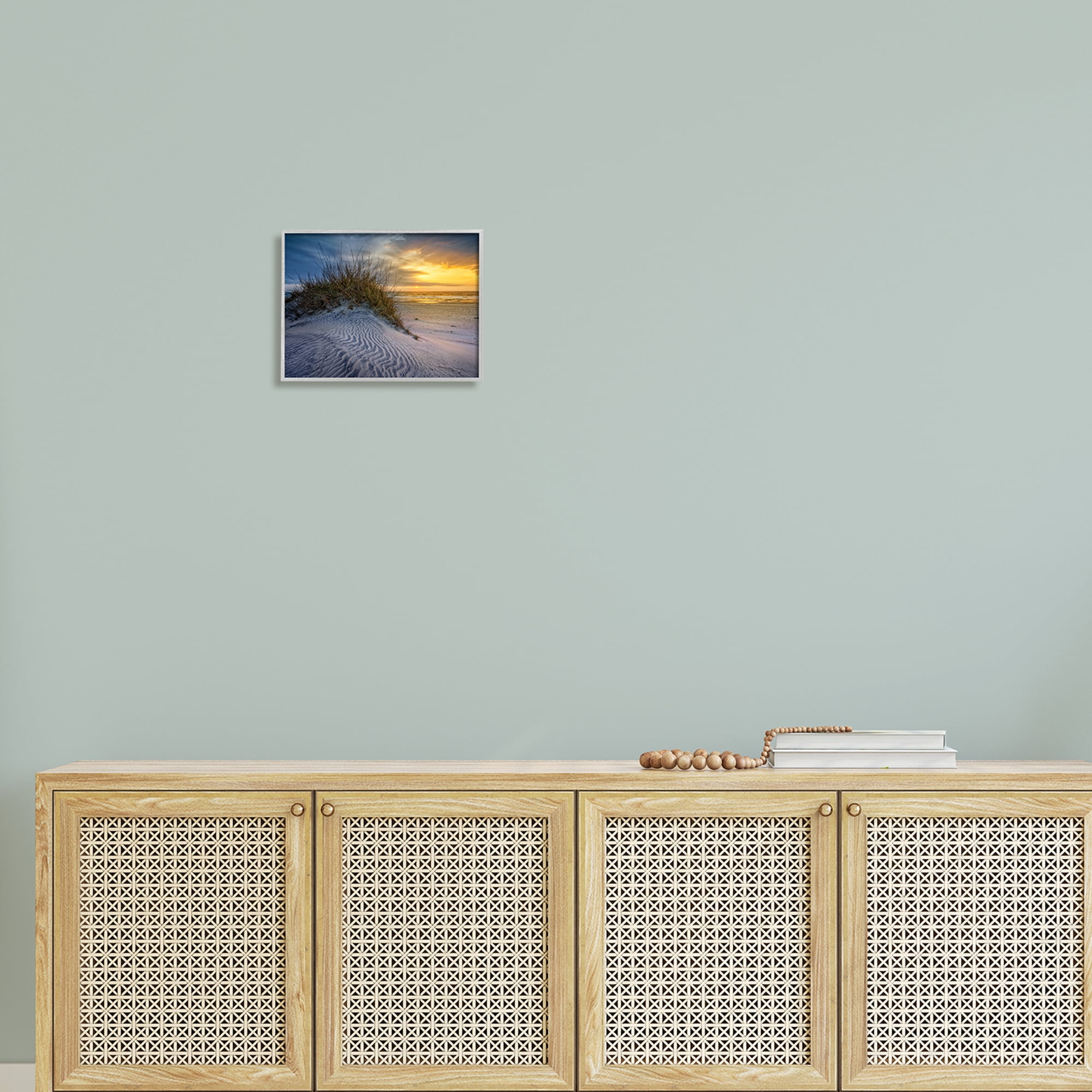 Stupell Beach Sand Dunes Vivid Sunrise Landscape Photography Gray Framed Art Print Wall Art