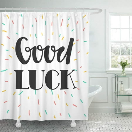 KSADK Best Good Luck Lettering and Design Black Text Day Farewell Sticker Abstract Flat Shower Curtain Bath Curtain 60x72 (Best Flac Converter Windows)